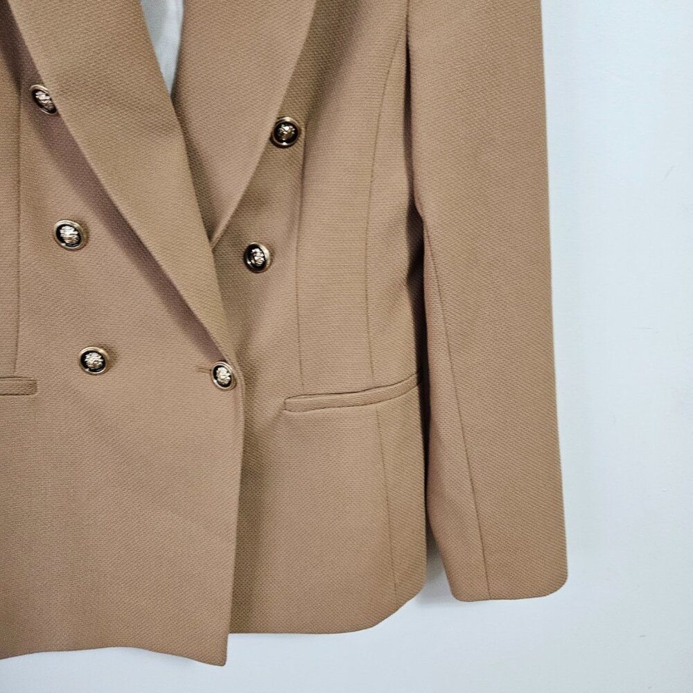 Zara Double Breasted Tailored Blazer Jacket Sz S Camel Tan 2753/225 - Picture 6 of 9